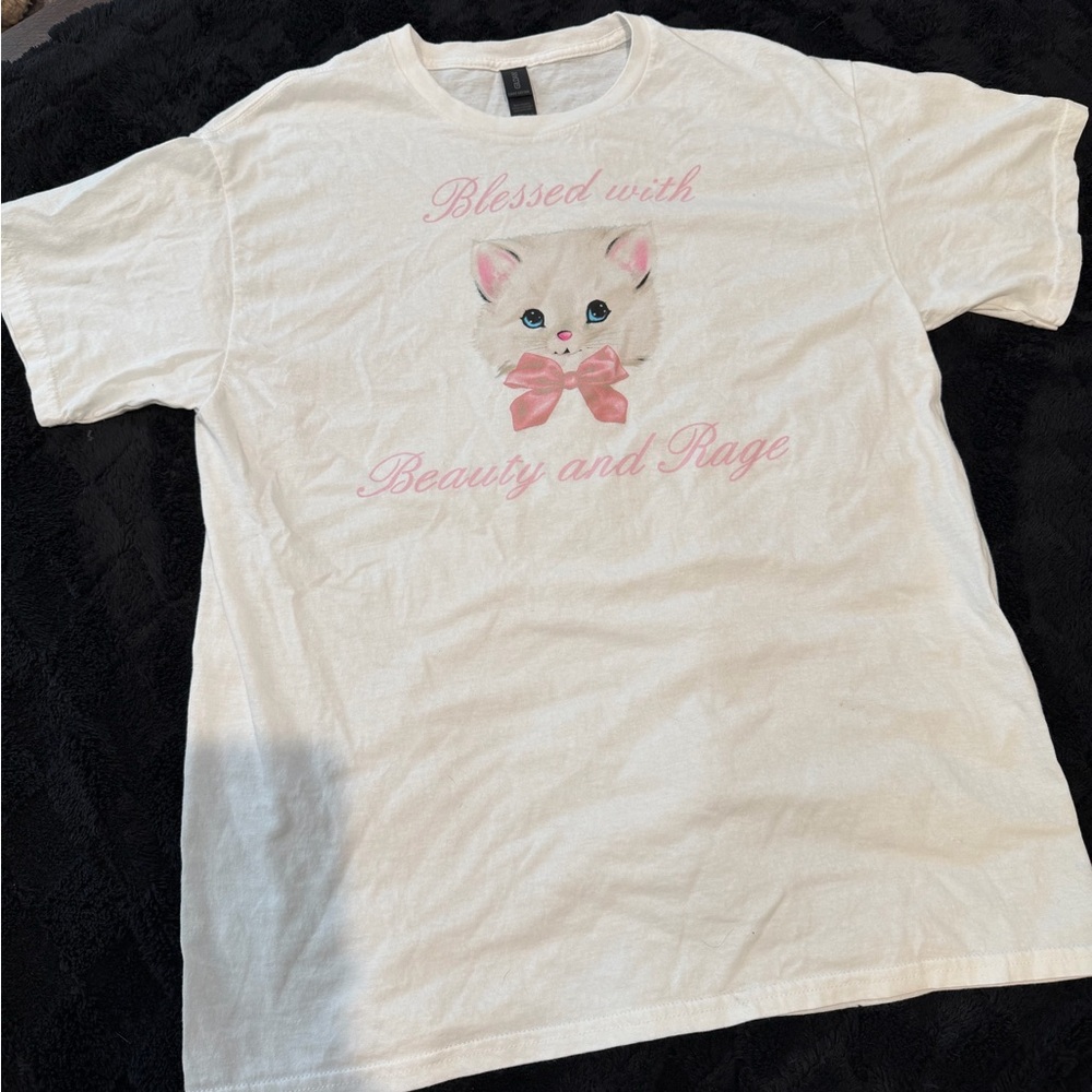 Blessed with beauty and rage Cat T-Shirt with Pink Accents